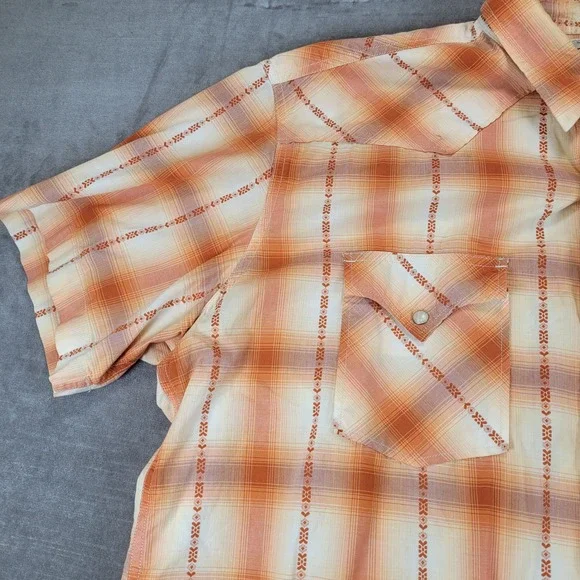 Mens Lucky Brand‎ 2XL Plaid Short Sleeve Western Aztec Snap Up Shirt - Picture 5 of 10